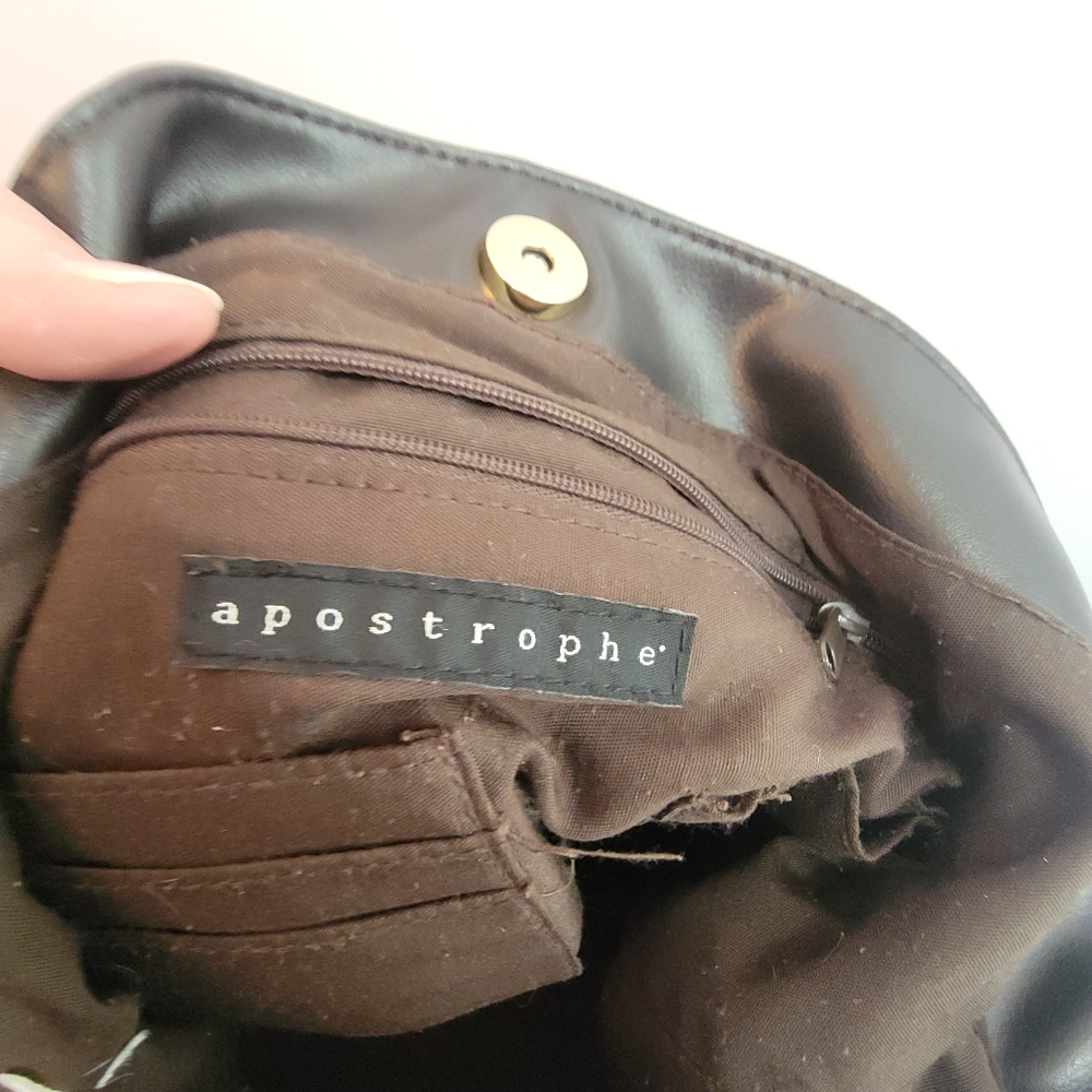 Apostrophe Brown Soft and Supple Pebble Grain Leather Slouchy Hobo Shoulder Bag - Picture 15 of 15